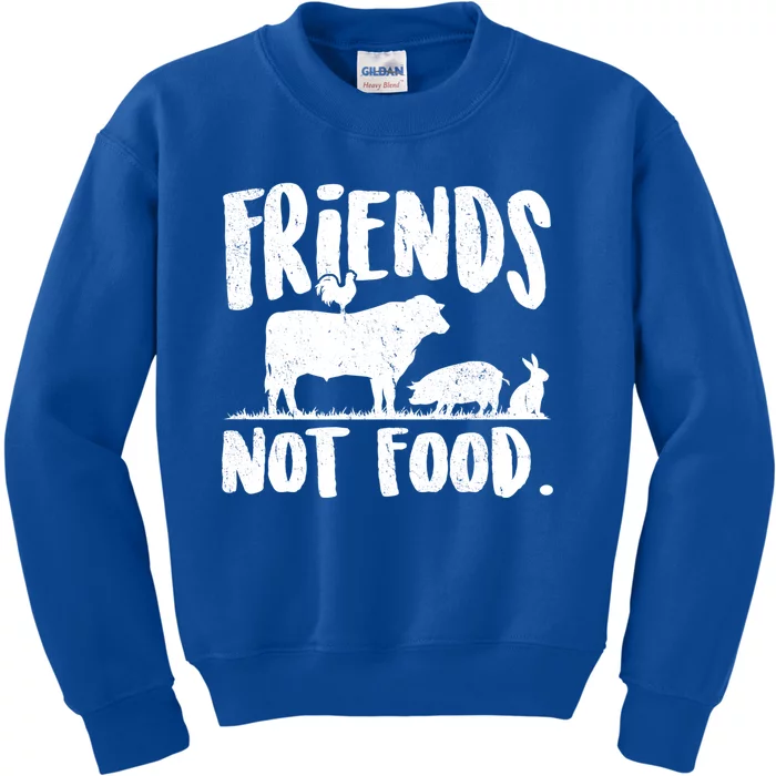 Friends Not Food Vintage Vegan Vegetarian Veganism Food Gift Kids Sweatshirt