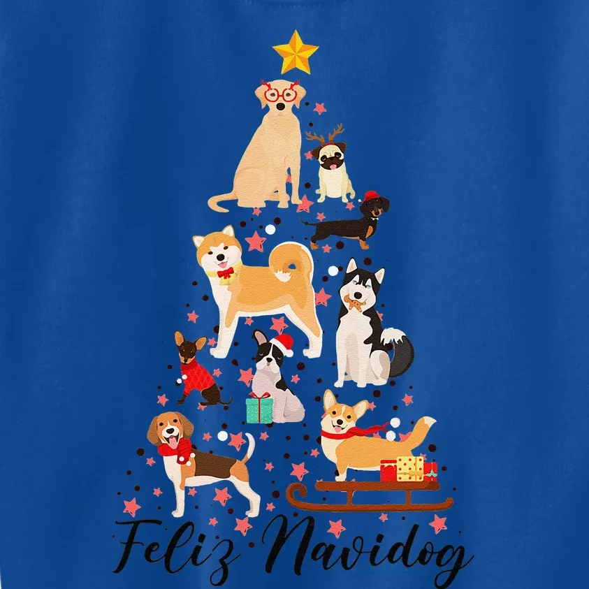 Feliz Navidog Funny Christmas Tree Lights Dog Lovers Gifts Kids Sweatshirt