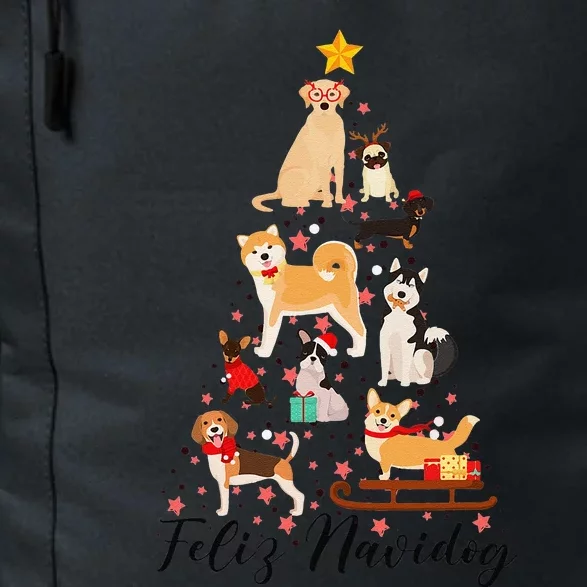 Feliz Navidog Funny Christmas Tree Lights Dog Lovers Gifts Daily Commute Backpack