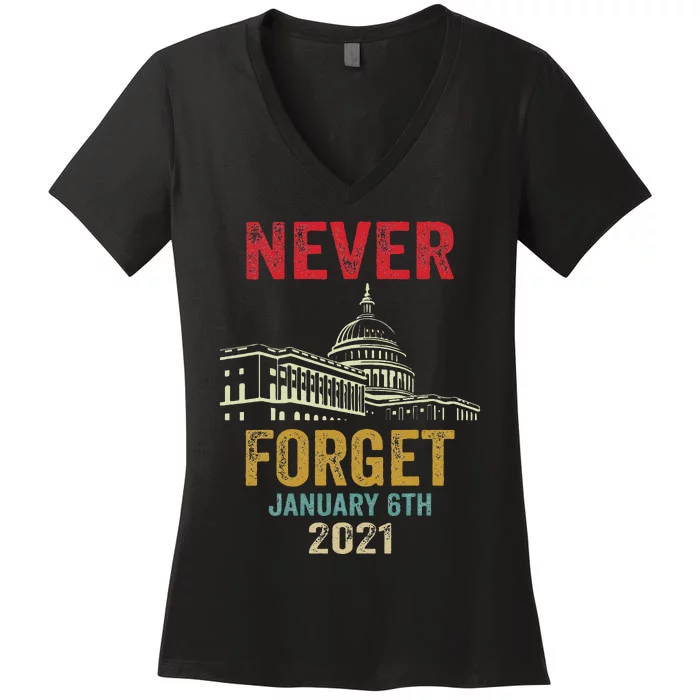 Funny Never Forget 6th January 2021 Distressed Women's V-Neck T-Shirt