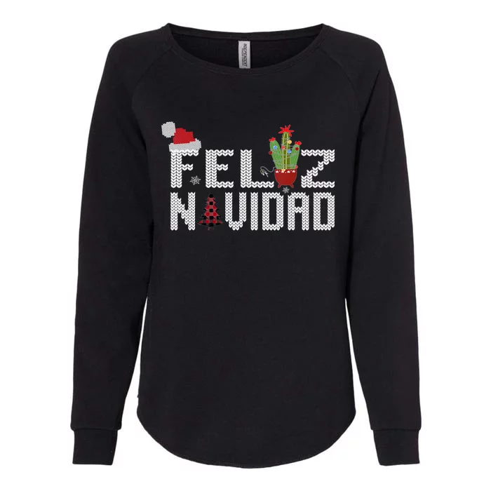 Feliz Navidad Graphic Spanish Christmas Holiday Womens California Wash Sweatshirt