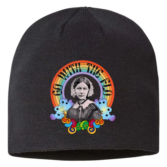 Florence Nightingale Groovy Nurse Go With Flo Retro Rainbow 8 1/2in Sustainable Knit Beanie