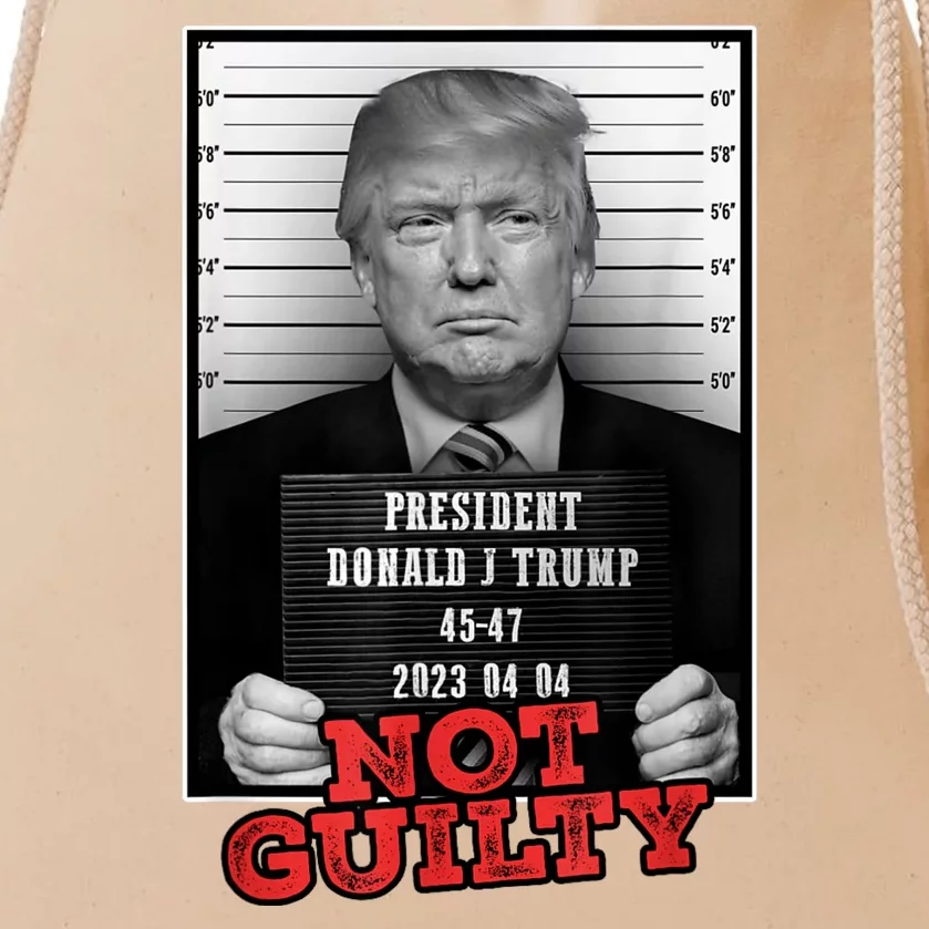 Funny Not Guilty Donald Trump Mug Shot Drawstring Bag