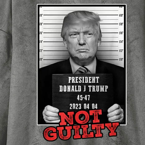 Funny Not Guilty Donald Trump Mug Shot Hooded Wearable Blanket