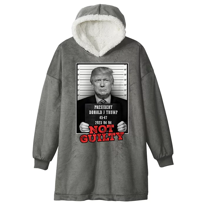 Funny Not Guilty Donald Trump Mug Shot Hooded Wearable Blanket