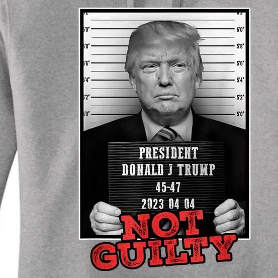 Funny Not Guilty Donald Trump Mug Shot Women's Pullover Hoodie