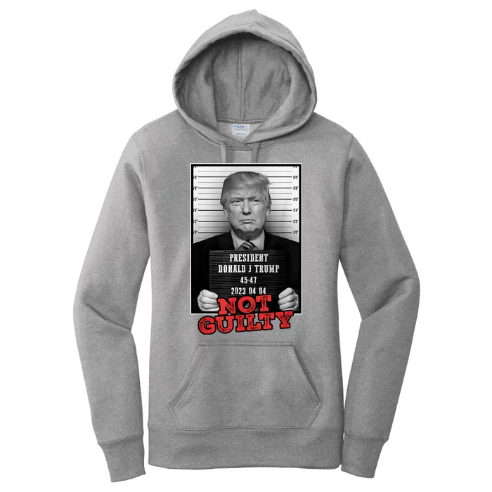 Funny Not Guilty Donald Trump Mug Shot Women's Pullover Hoodie