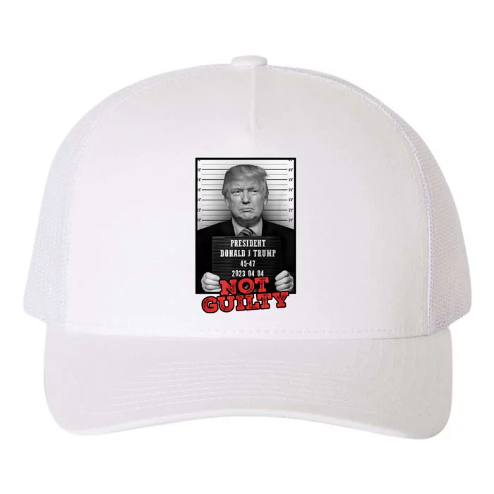 Funny Not Guilty Donald Trump Mug Shot Yupoong Adult 5-Panel Trucker Hat