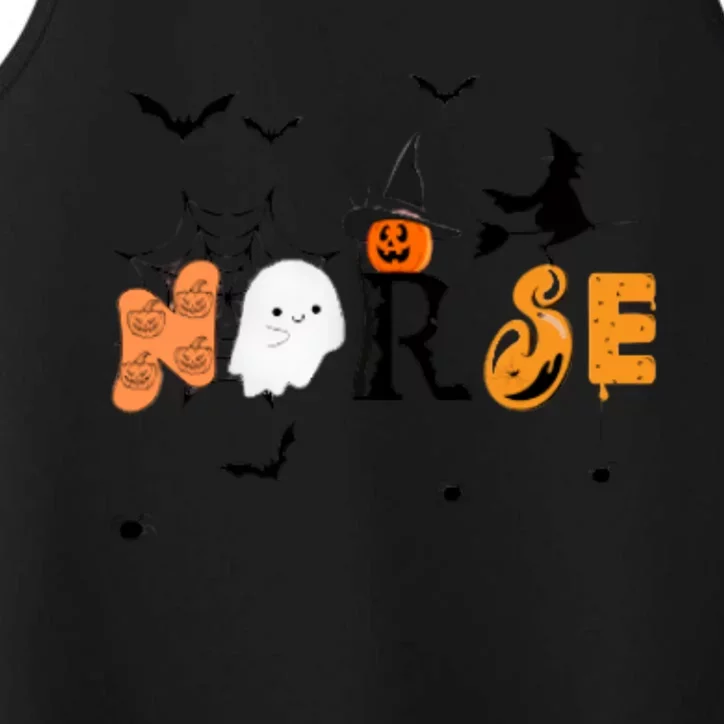 Funny Nurse Ghost For Halloween Quote Design Halloween Gift Performance Tank