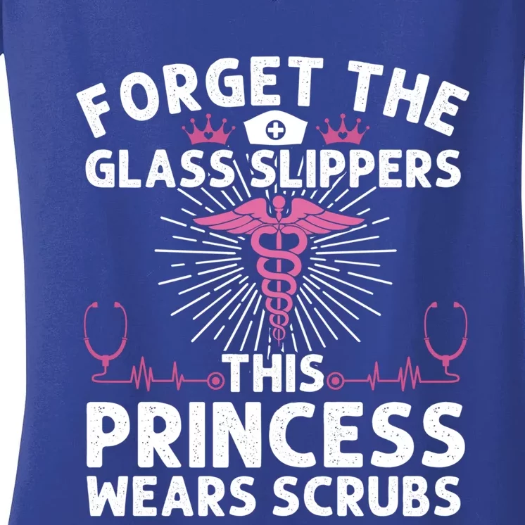 Funny Nurse Gift Cool This Princess Wears Scrubs Gift Women's V-Neck T-Shirt