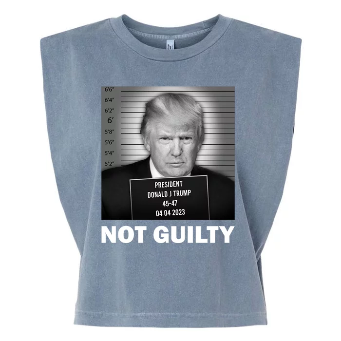 Funny Not Guilty Trump Mug Shot Garment-Dyed Women's Muscle Tee