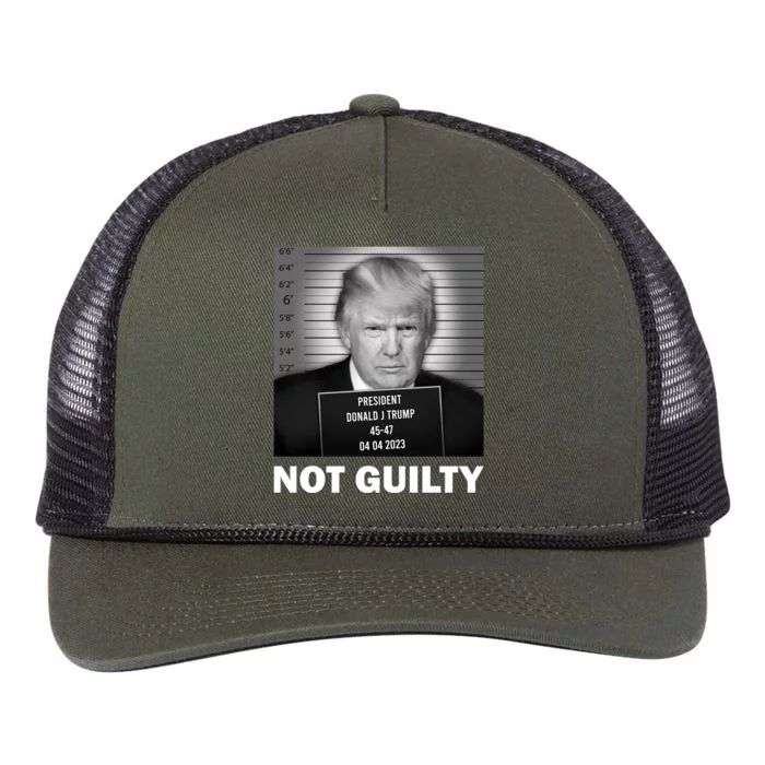 Funny Not Guilty Trump Mug Shot Retro Rope Trucker Hat Cap