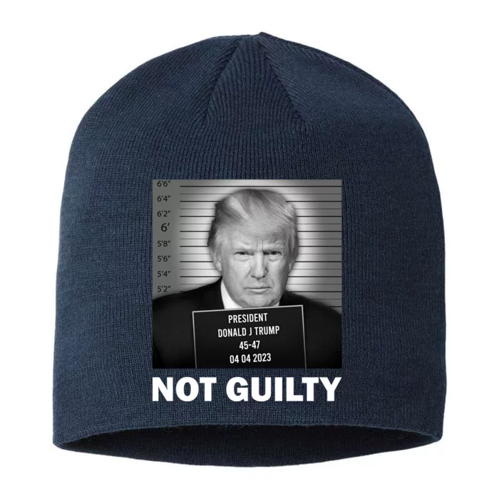 Funny Not Guilty Trump Mug Shot 8 1/2in Sustainable Knit Beanie