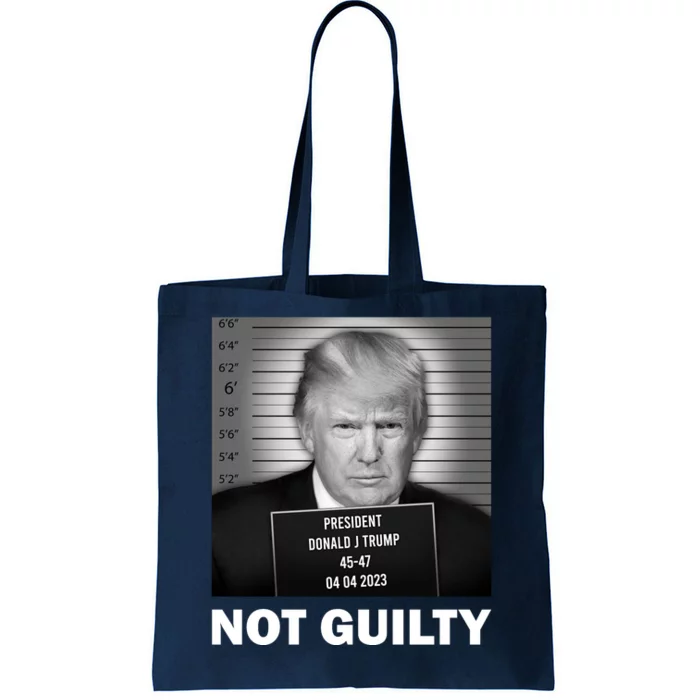 Funny Not Guilty Trump Mug Shot Tote Bag