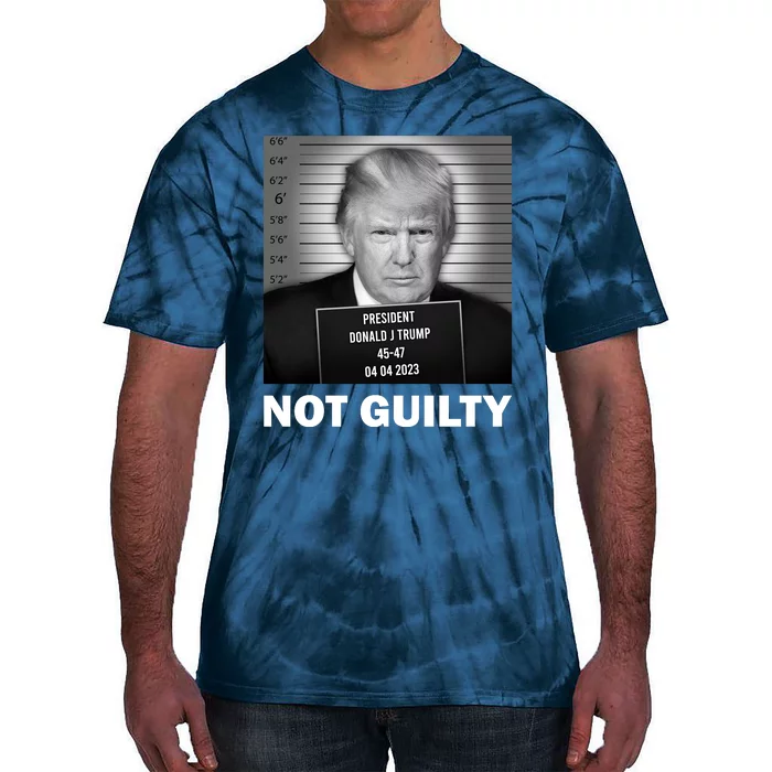 Funny Not Guilty Trump Mug Shot Tie-Dye T-Shirt