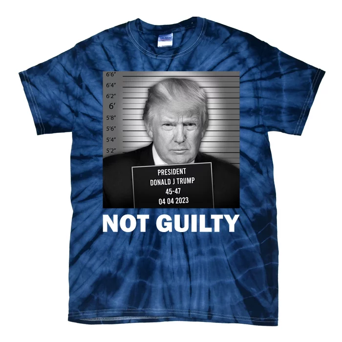 Funny Not Guilty Trump Mug Shot Tie-Dye T-Shirt