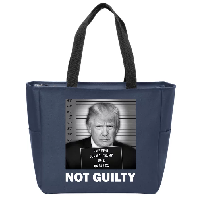 Funny Not Guilty Trump Mug Shot Zip Tote Bag