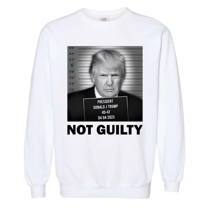 Funny Not Guilty Trump Mug Shot Garment-Dyed Sweatshirt