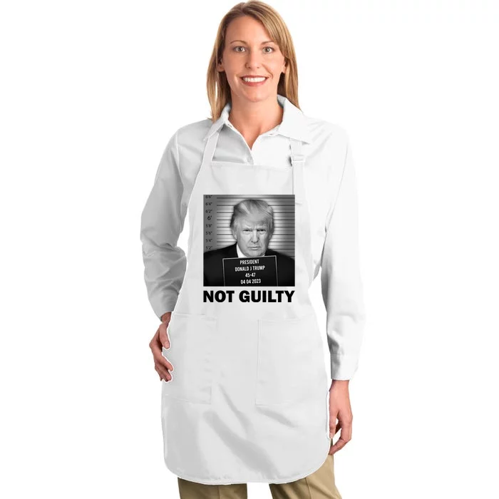 Funny Not Guilty Trump Mug Shot Full-Length Apron With Pocket