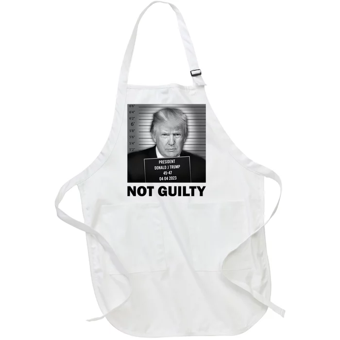 Funny Not Guilty Trump Mug Shot Full-Length Apron With Pocket