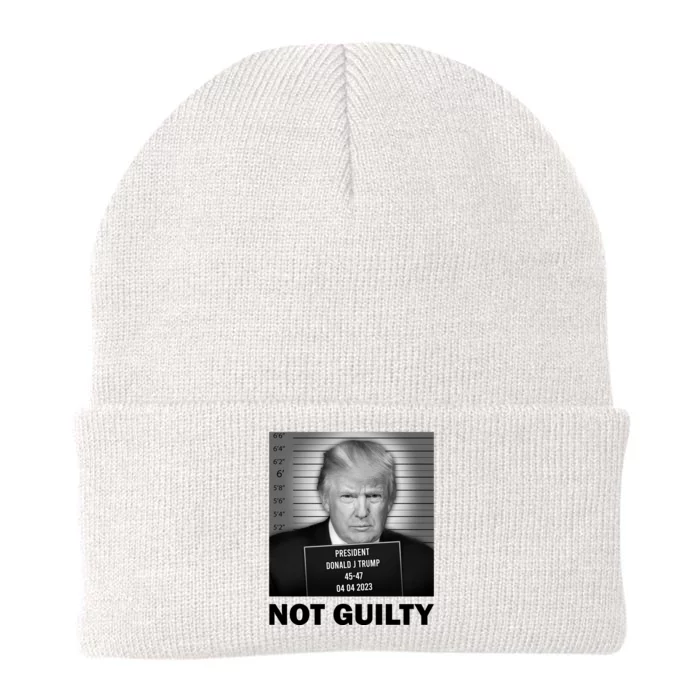 Funny Not Guilty Trump Mug Shot Knit Cap Winter Beanie