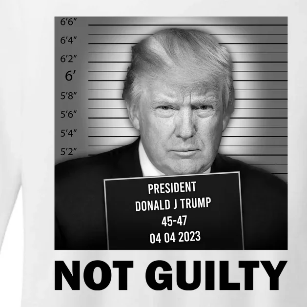 Funny Not Guilty Trump Mug Shot Womens CVC Long Sleeve Shirt