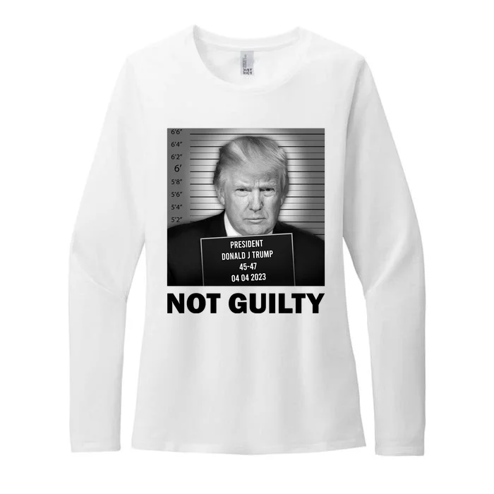 Funny Not Guilty Trump Mug Shot Womens CVC Long Sleeve Shirt