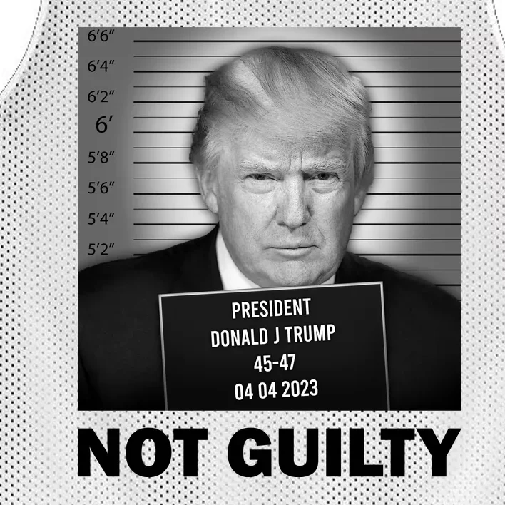 Funny Not Guilty Trump Mug Shot Mesh Reversible Basketball Jersey Tank