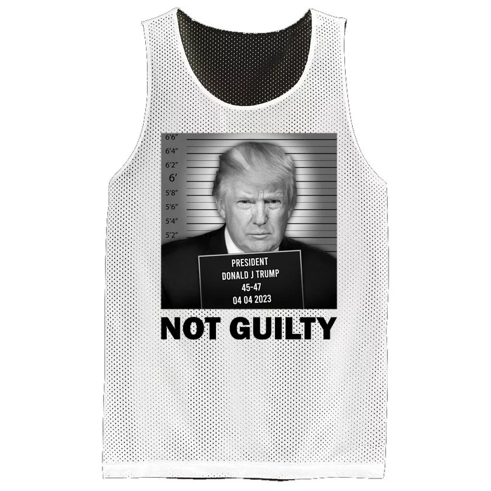 Funny Not Guilty Trump Mug Shot Mesh Reversible Basketball Jersey Tank