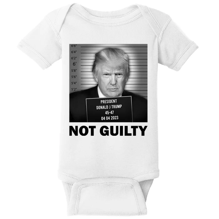 Funny Not Guilty Trump Mug Shot Baby Bodysuit