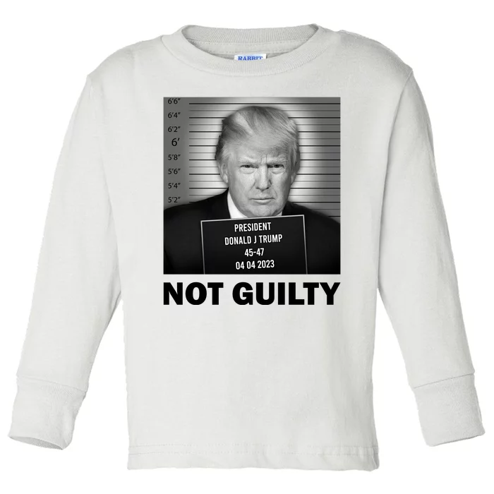 Funny Not Guilty Trump Mug Shot Toddler Long Sleeve Shirt