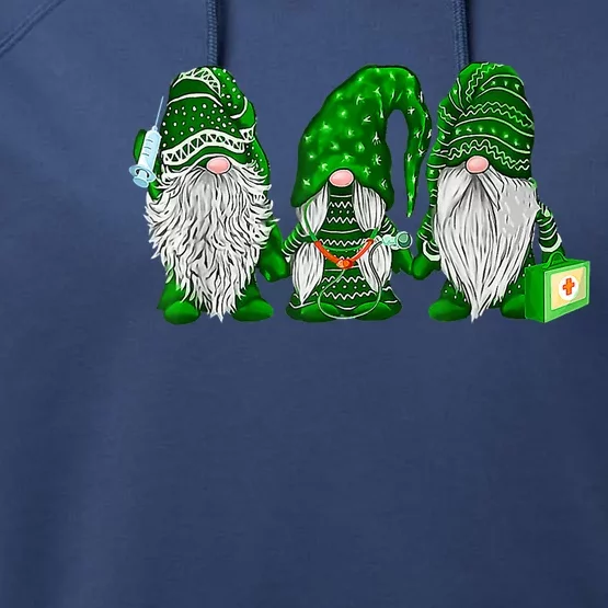 Funny Nurse Gnomes St Patrick's Day Tee Nursing Lover Performance Fleece Hoodie