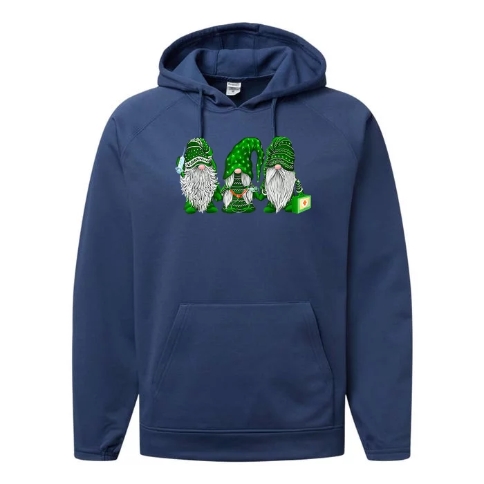 Funny Nurse Gnomes St Patrick's Day Tee Nursing Lover Performance Fleece Hoodie