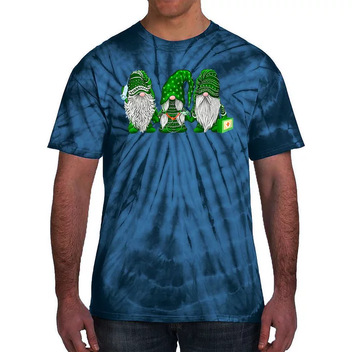 Funny Nurse Gnomes St Patrick's Day Tee Nursing Lover Tie-Dye T-Shirt