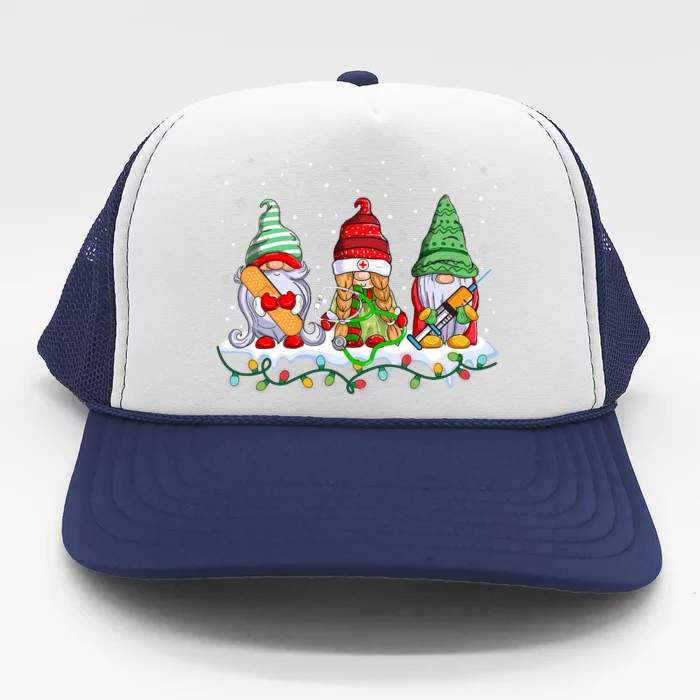 Funny Nurse Gnomes Santa Christmas Light Nursing Lover Cute Gift Trucker Hat