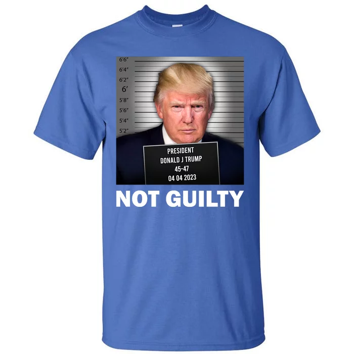 Funny Not Guilty Donald Trump Mug Shot Tall T-Shirt