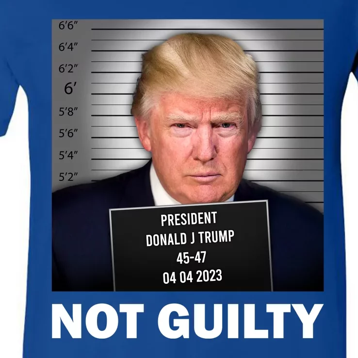 Funny Not Guilty Donald Trump Mug Shot V-Neck T-Shirt