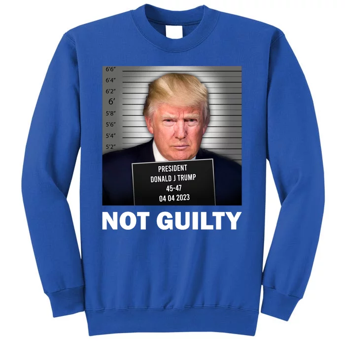 Funny Not Guilty Donald Trump Mug Shot Tall Sweatshirt