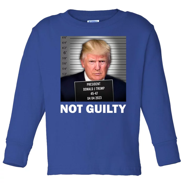 Funny Not Guilty Donald Trump Mug Shot Toddler Long Sleeve Shirt