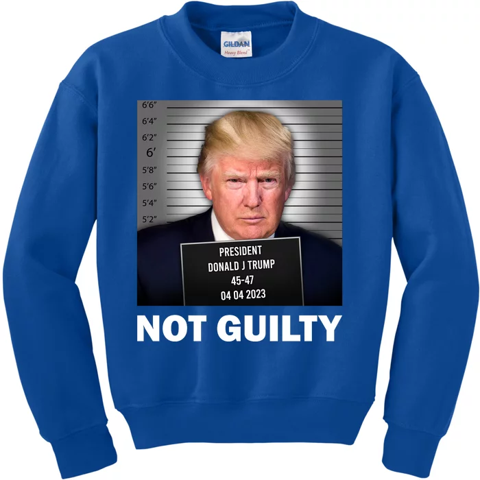 Funny Not Guilty Donald Trump Mug Shot Kids Sweatshirt