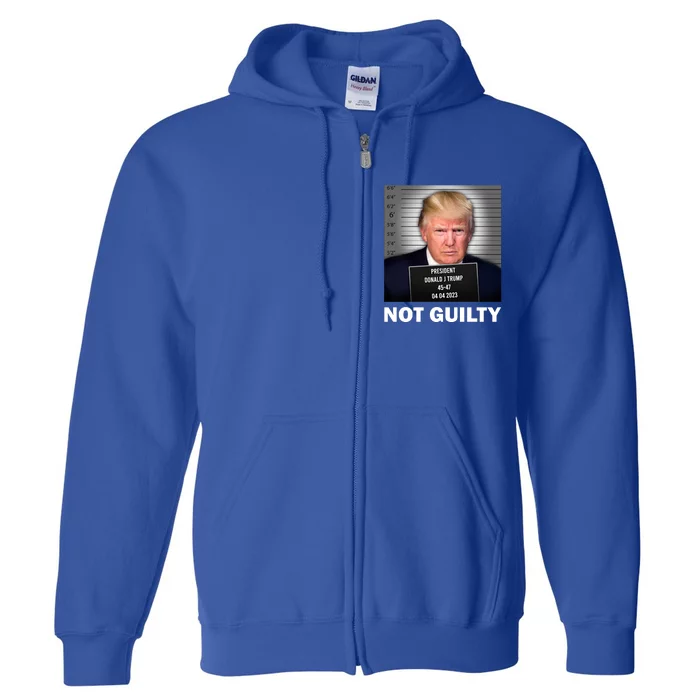 Funny Not Guilty Donald Trump Mug Shot Full Zip Hoodie