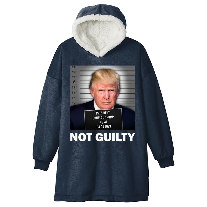 Funny Not Guilty Donald Trump Mug Shot Hooded Wearable Blanket