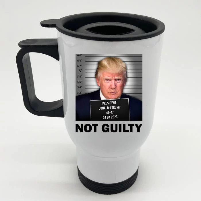 Funny Not Guilty Donald Trump Mug Shot Front & Back Stainless Steel Travel Mug