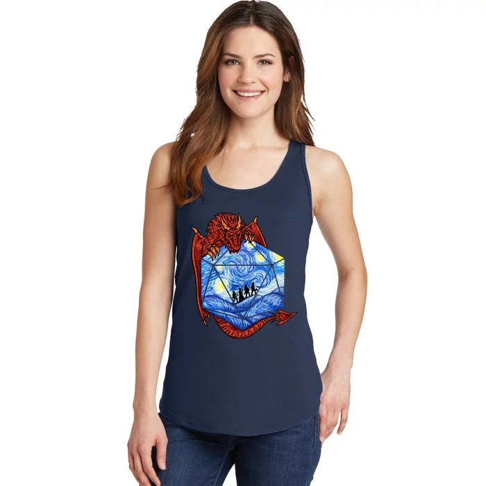 Funny Nerdy Gamer, Fantasy Art, Starry Night Ladies Essential Tank