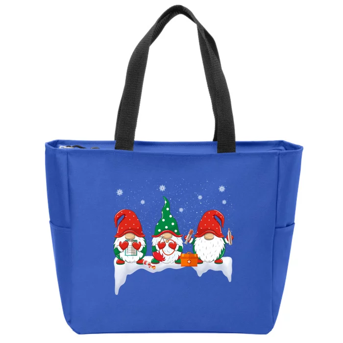 Fun Nurse Gnomes Christmas Gnomies Nurse Squad Gift Zip Tote Bag