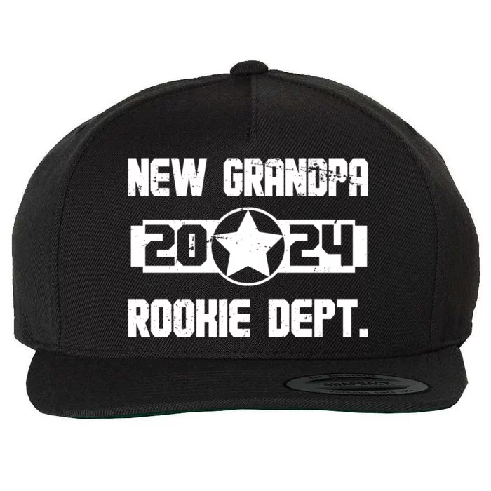 Funny New Grandpa Rookie Dept 2024 Wool Snapback Cap