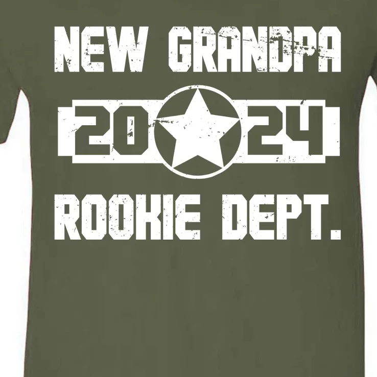 Funny New Grandpa Rookie Dept 2024 V-Neck T-Shirt