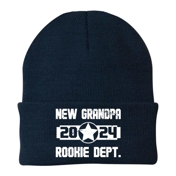 Funny New Grandpa Rookie Dept 2024 Knit Cap Winter Beanie