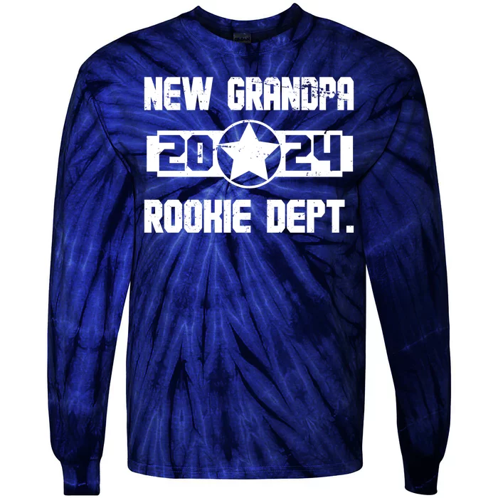 Funny New Grandpa Rookie Dept 2024 Tie-Dye Long Sleeve Shirt