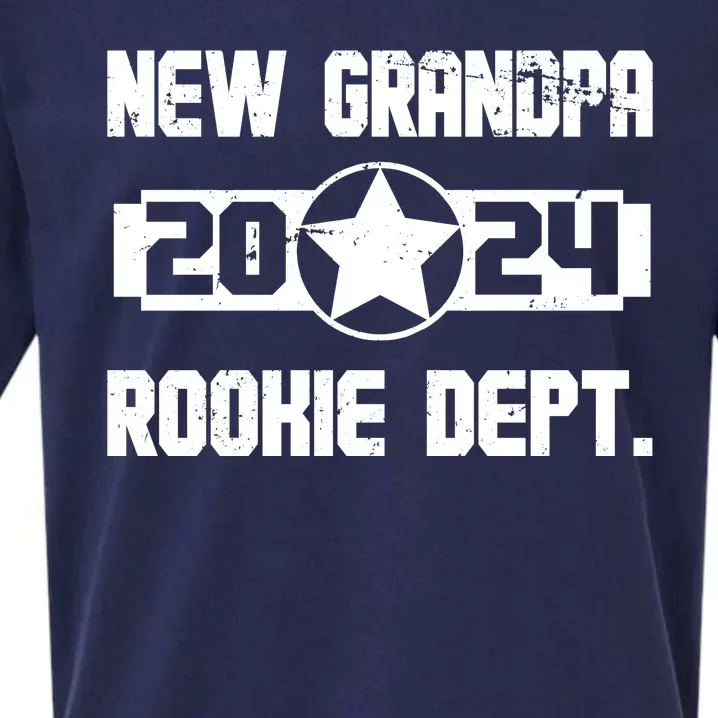 Funny New Grandpa Rookie Dept 2024 Sueded Cloud Jersey T-Shirt